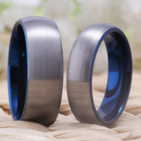Grey Black Wedding Engagement Ring for Couple