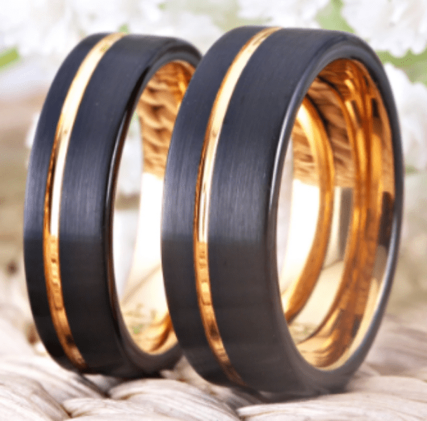 Black Gold Wedding Engagement Ring for Couple