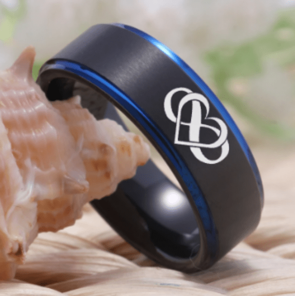 Black Blue Couple Wedding Engagement Ring