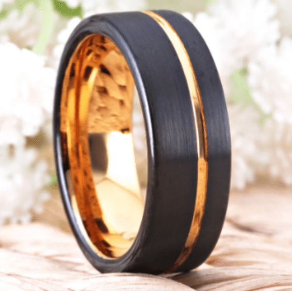 Black Gold Wedding Engagement Ring for Couple
