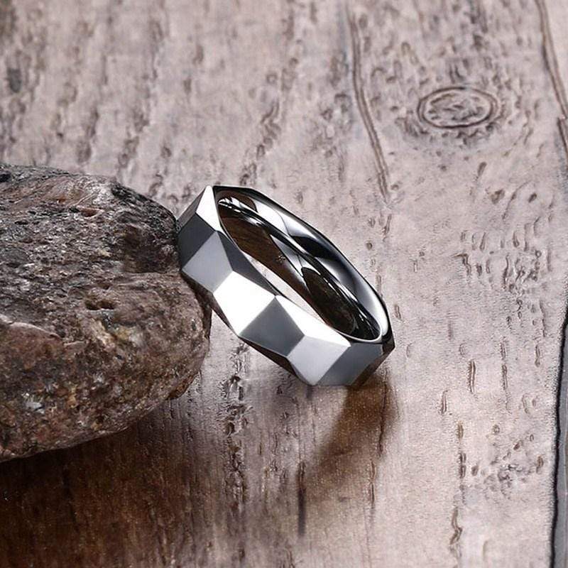 3D Silver Tungsten Ring