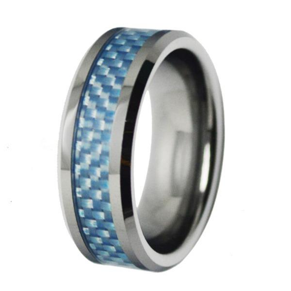 Blue Fiber Couple Wedding Engagement Ring