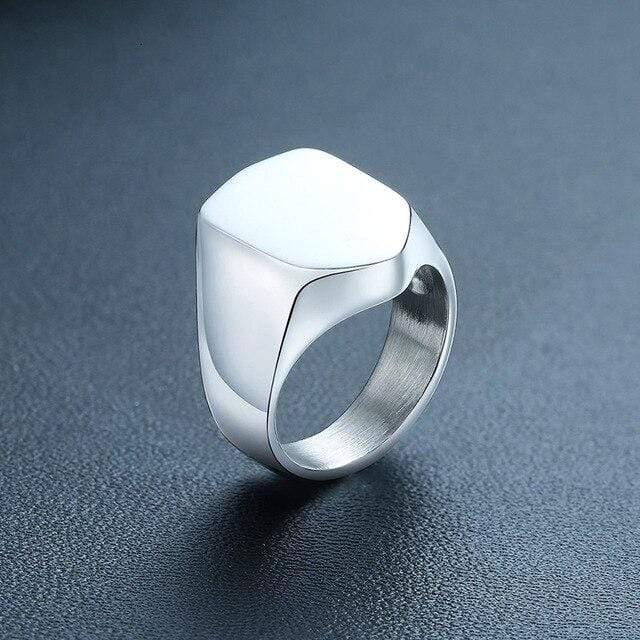 Mens Personalised Engraved  White Signet  Ring