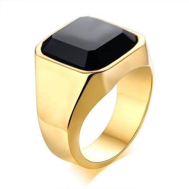  Stainless Steel Gold Signet  Ring For Mens