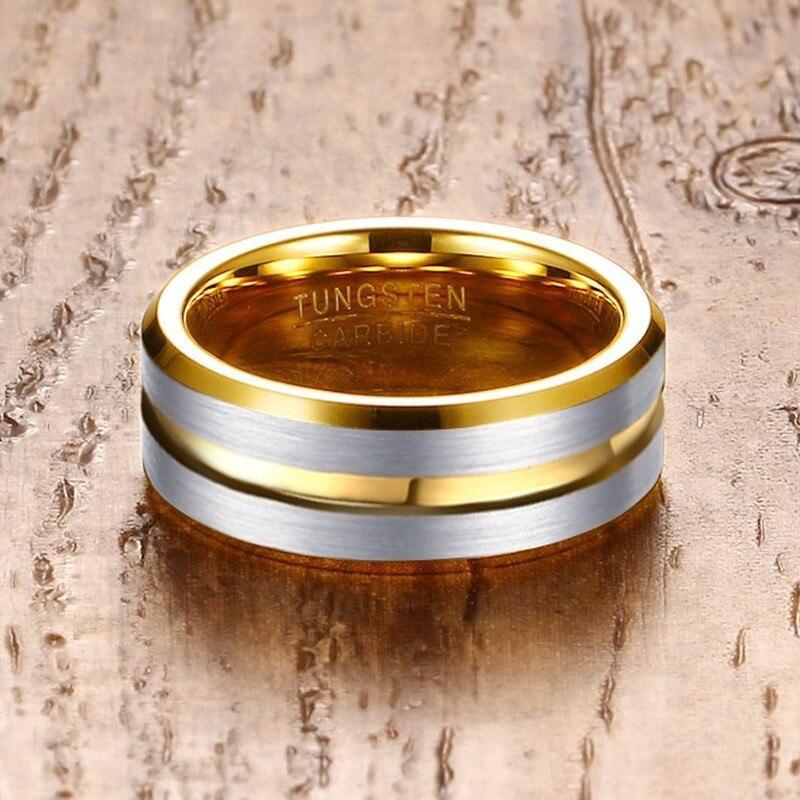 Gold Inlay Tungsten Ring
