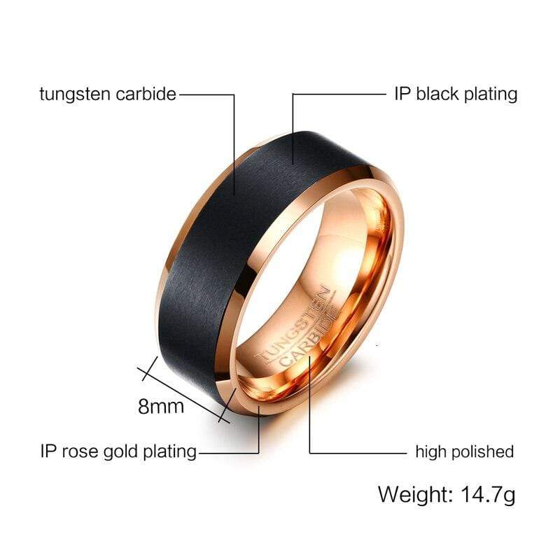 Tungsten  Rose Gold Wedding Ring