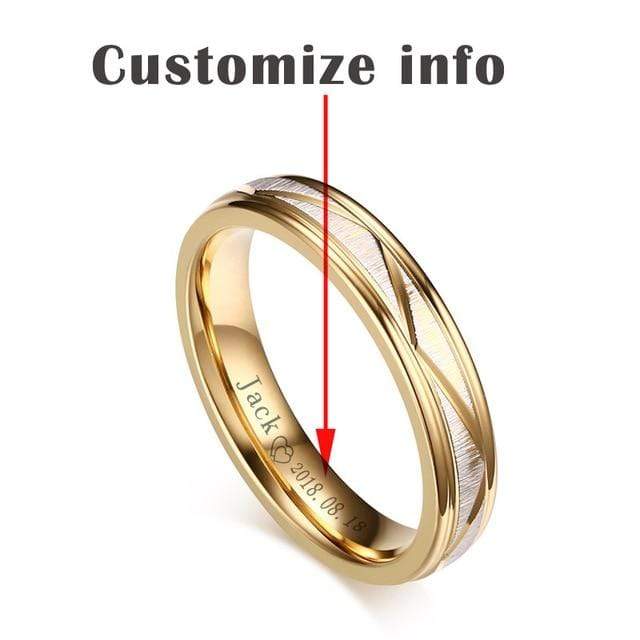 Two-Toned Engrave Women Wedding Band