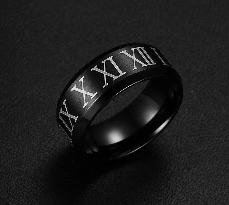 Black Roman Numeral Mens Ring