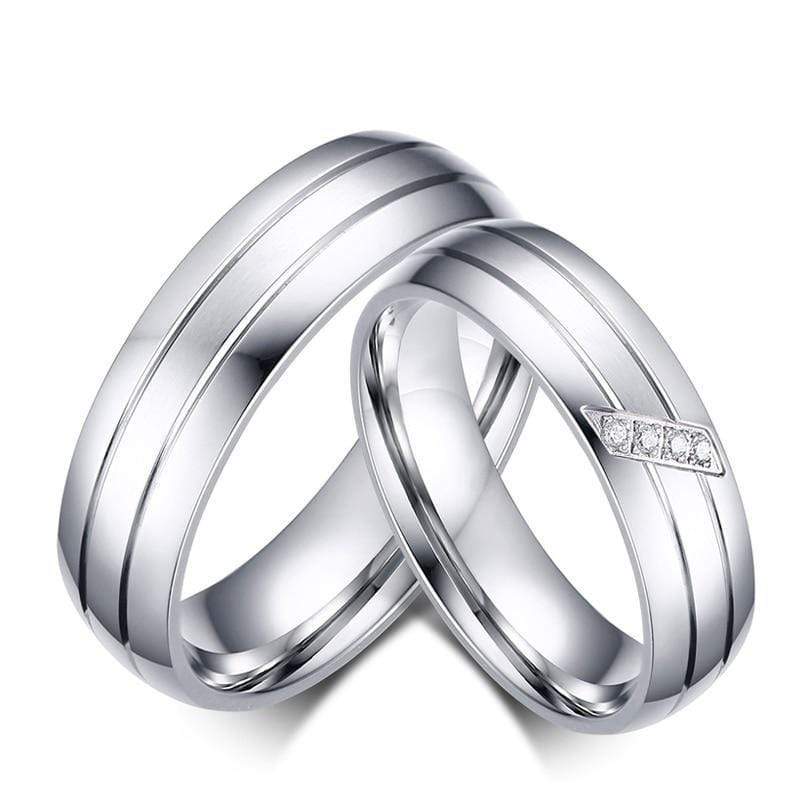 Women Silver Steel Wedding Band Ring