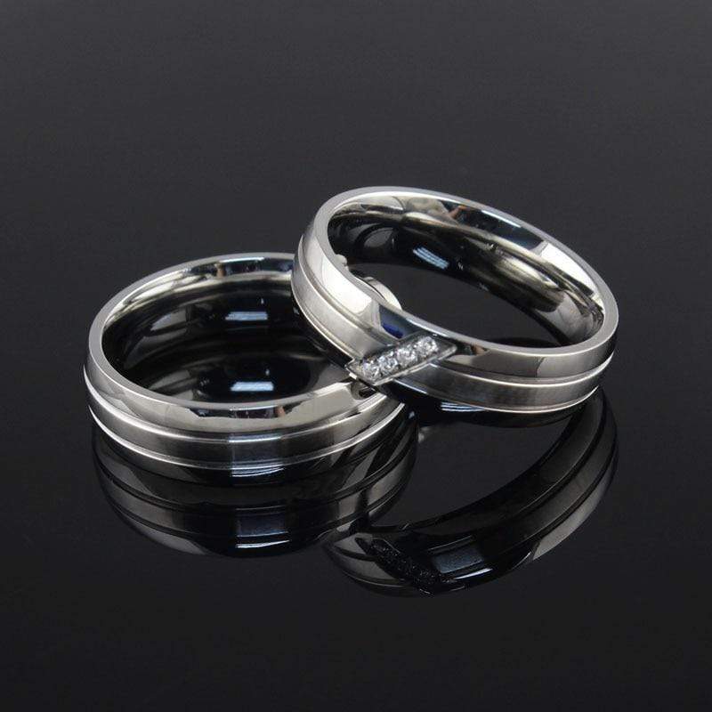 Women Silver Steel Wedding Band Ring