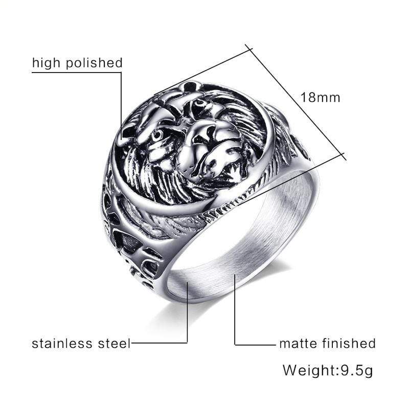 Mens Stainless Steel Lion Ring