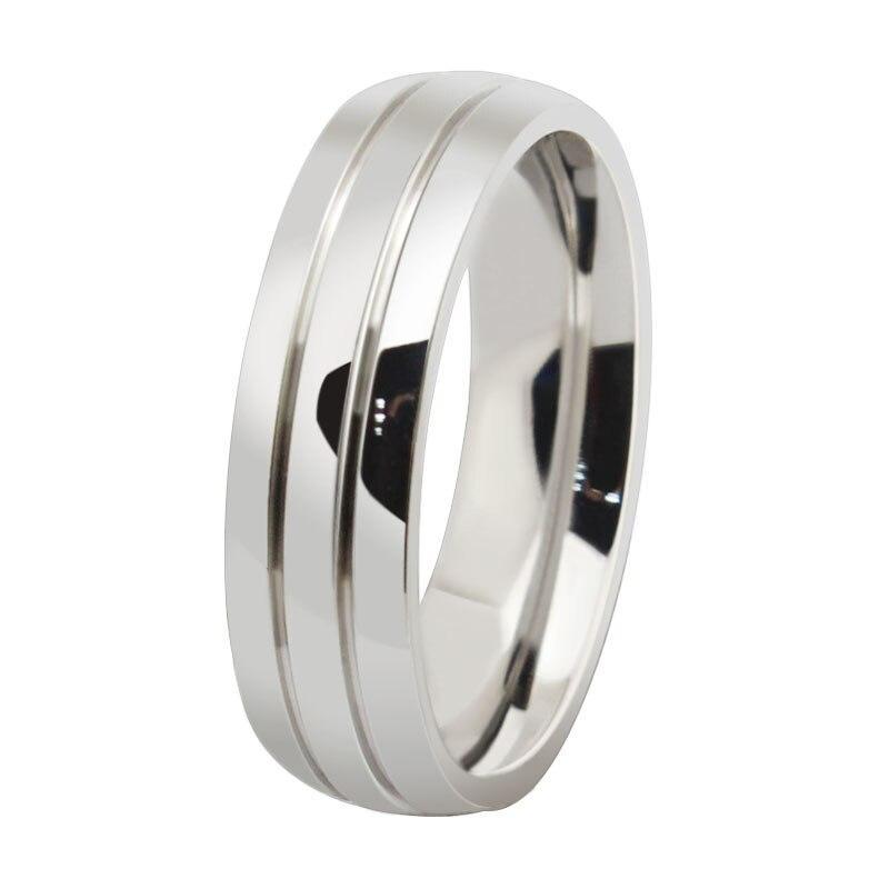 Women Silver Steel Wedding Band Ring