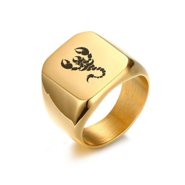 Personalised Engraved Gold Men's Biker Signet Ring