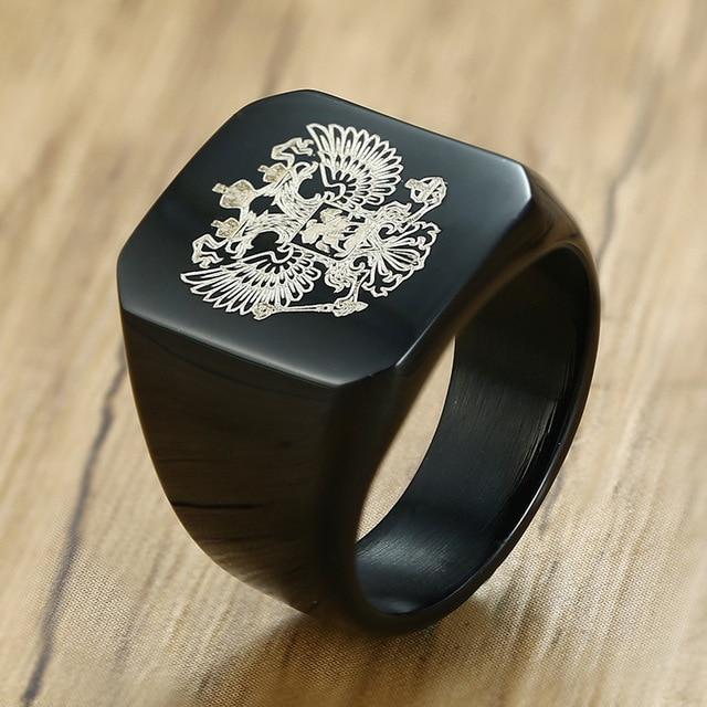 Russian Emblem Men Signet Ring