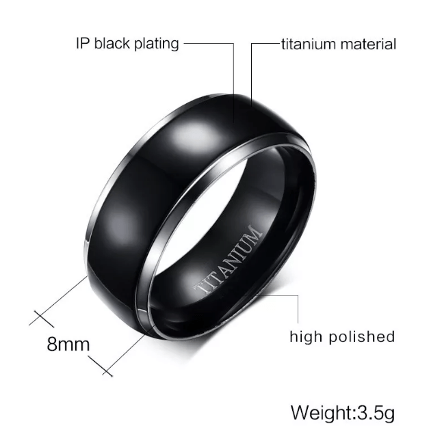 Black Grey Titanium  Ring
